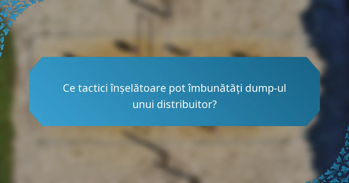 Ce tactici înșelătoare pot îmbunătăți dump-ul unui distribuitor?