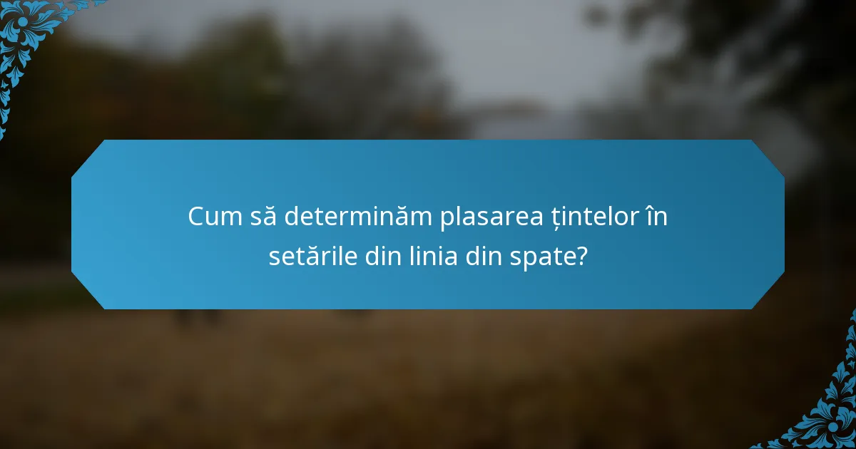Cum să determinăm plasarea țintelor în setările din linia din spate?