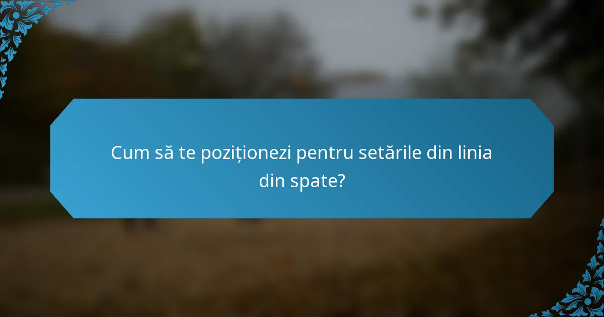 Cum să te poziționezi pentru setările din linia din spate?